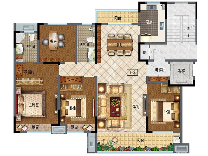 Westernization Room 165 (4 rooms, 2 halls, 2 bathrooms)